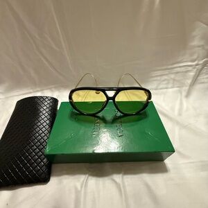 Bottega Veneta Black and Yellow Aviator Sunglasses